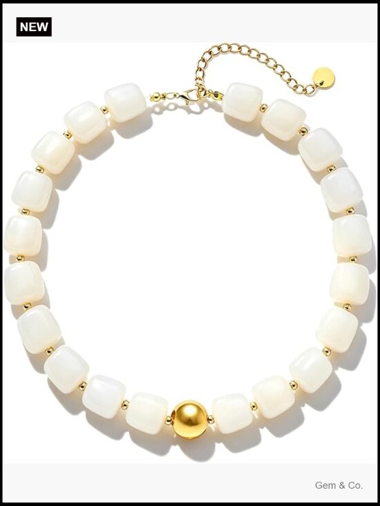Jewelry - Chunky Square Resin Beaded Statement Necklace Handmade Jewelry